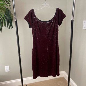 Maroon velvet sequins dress